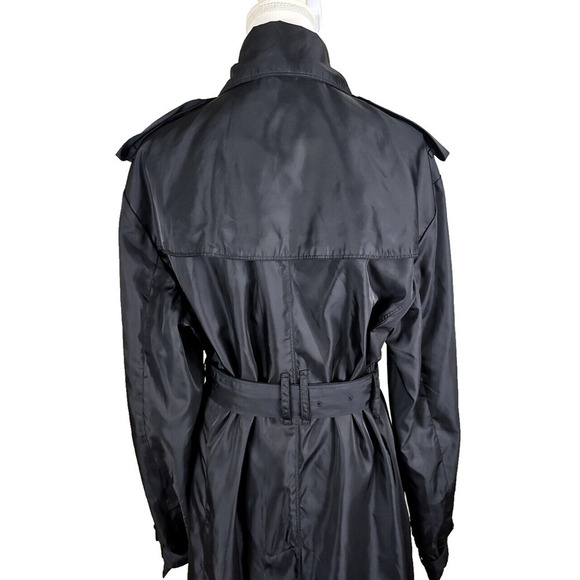 Norma Kamali ~Woman Plus Size XXL~ Black Trench Coat Double Breasted Belted. - Picture 12 of 14
